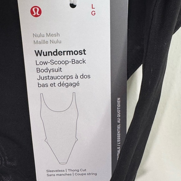 Lululemon Nulu Mesh Scoop Back Bodysuit Size L Black Low Back Fitted - Picture 5 of 7